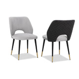 Liang & Eimil Jagger Dining Chair with Kaster Light Grey & Slate Velvet (Set of 2)
