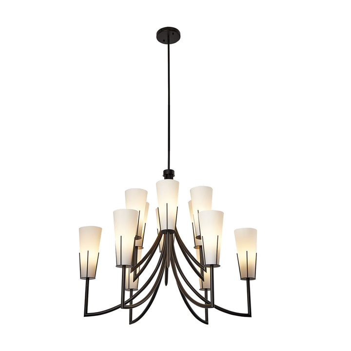Liang & Eimil Magestic Chandelier in Black Metal and White Glass