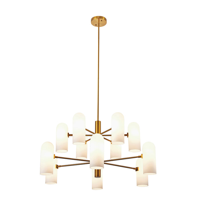 Liang & Eimil Pawson Chandelier in Brass and White Glass