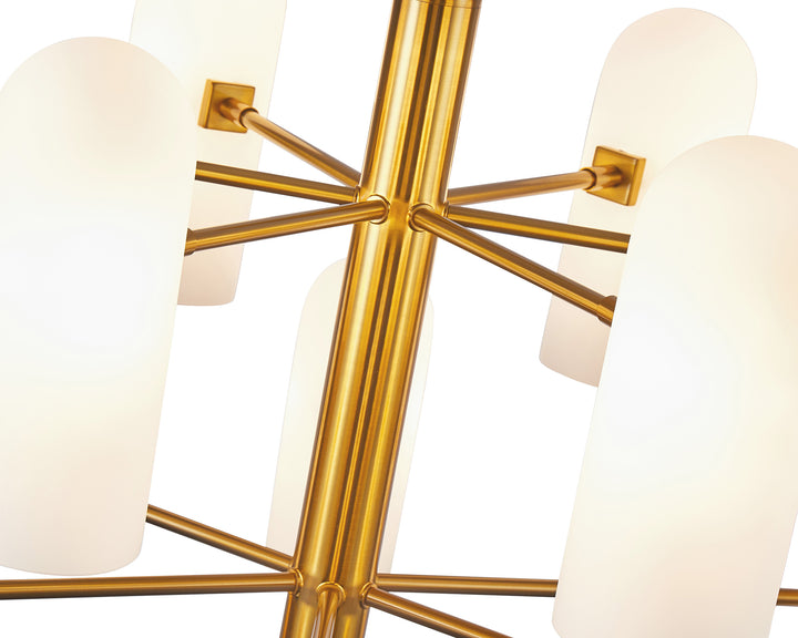 Liang & Eimil Pawson Chandelier in Brass and White Glass