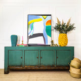 Extra Large Lingbao Four Door Turquoise Sideboard Cabinet