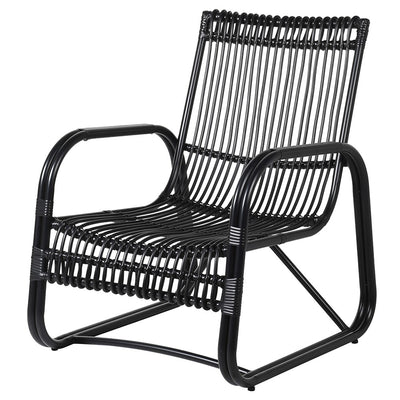 Lingbao Black Chair in Steel and Rattan