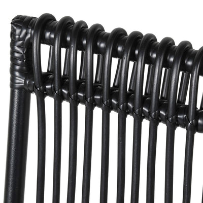Lingbao Black Chair in Steel and Rattan