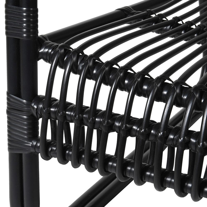 Lingbao Black Chair in Steel and Rattan