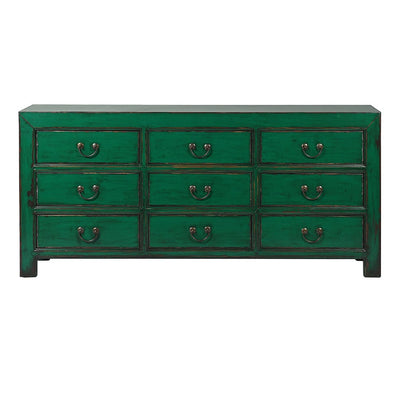Lingbao Peacock Wide Chest of Drawers in Green