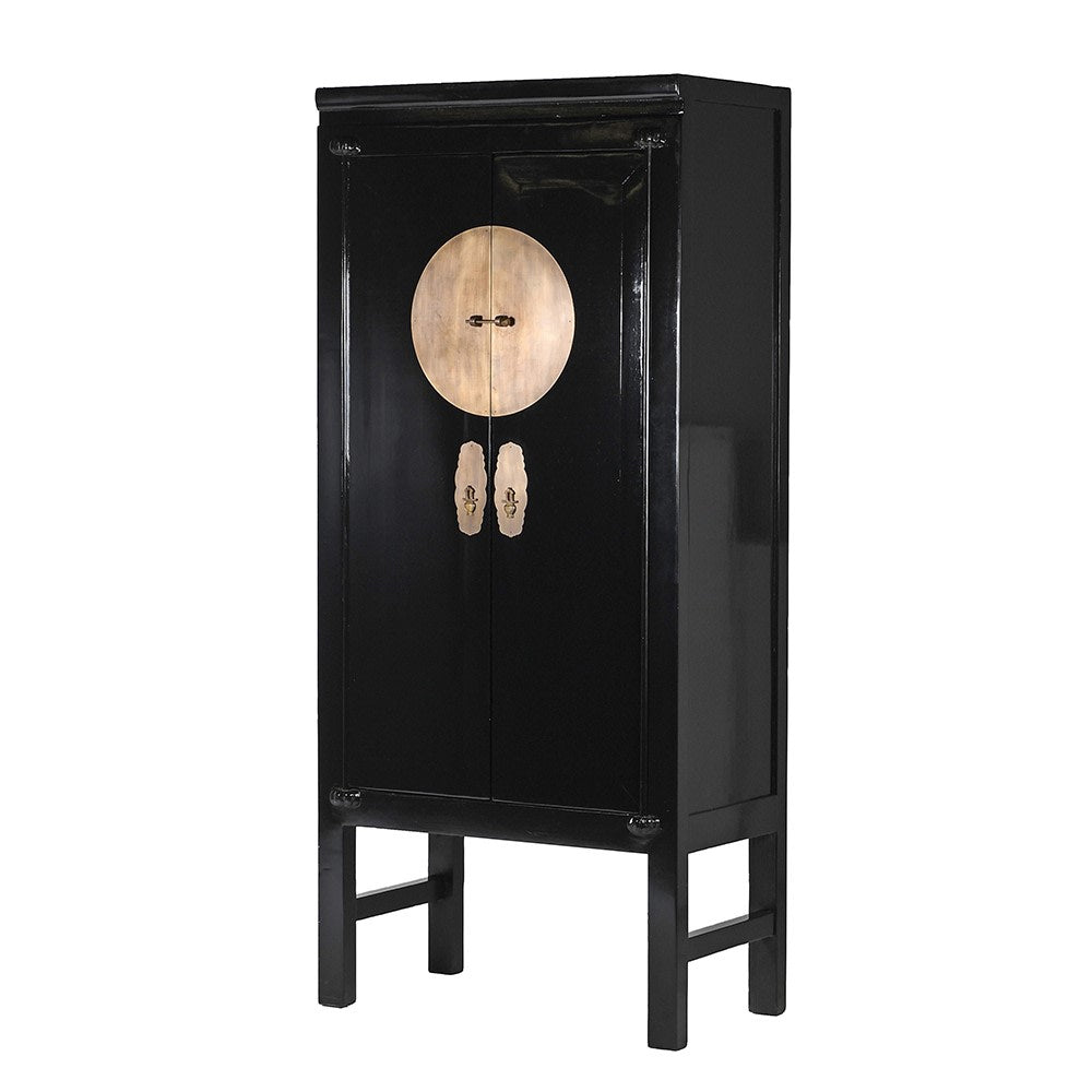 Lingbao Tall Black Cabinet with 2 Doors