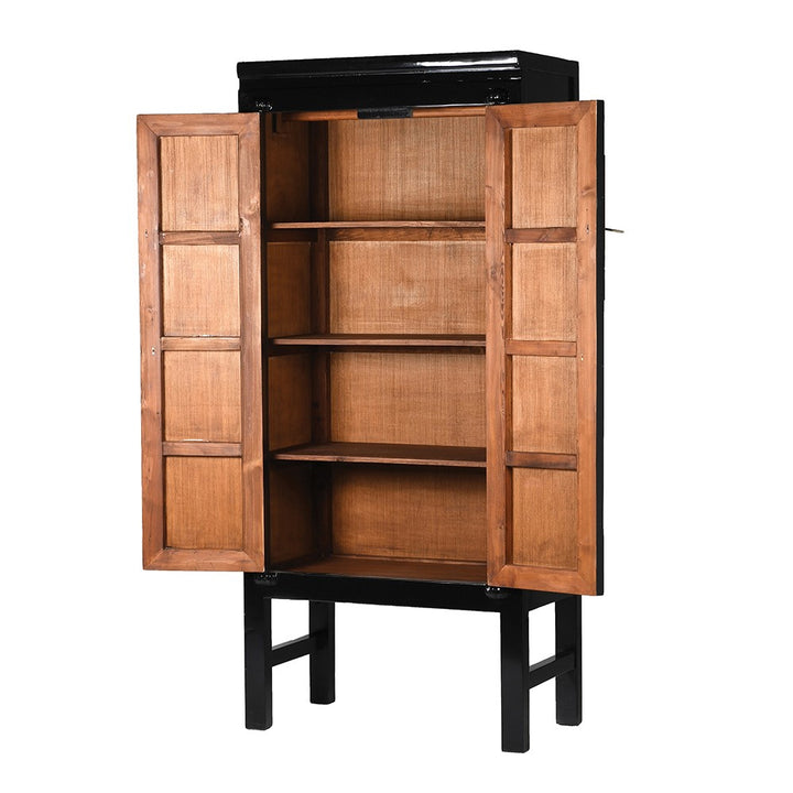 Lingbao Tall Black Cabinet with 2 Doors