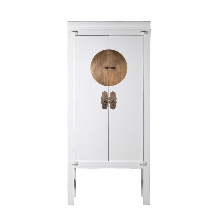 Lingbao Tall White Cabinet with 2 Doors
