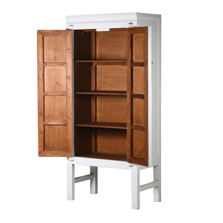 Lingbao Tall White Cabinet with 2 Doors