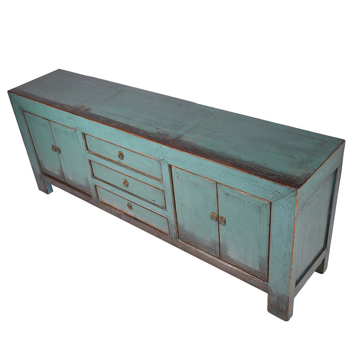 Lingbao Turquoise Sideboard with 4 Doors and 3 Drawers