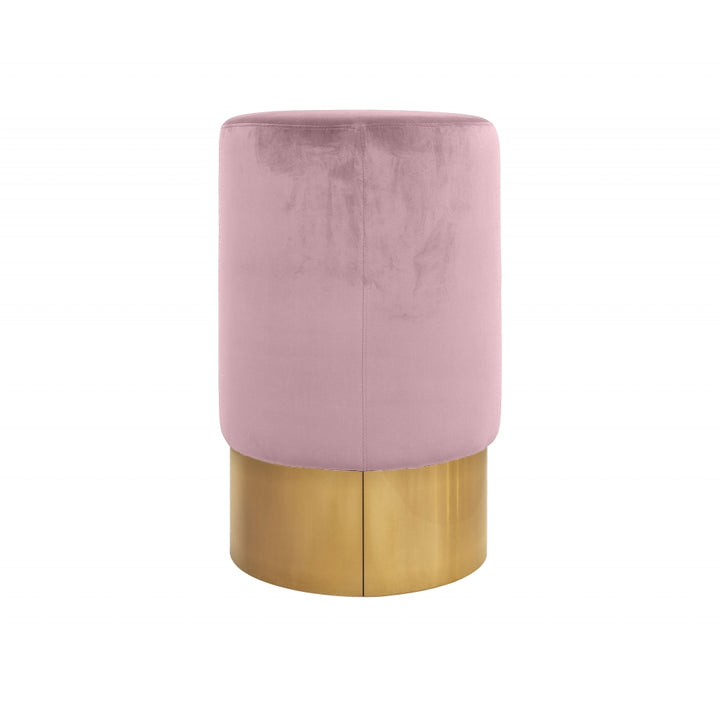 Lissia Bar Stool in Gold Metal and Candy Pink Velvet
