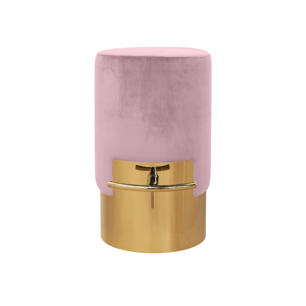 Lissia Bar Stool in Gold Metal and Candy Pink Velvet