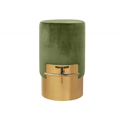 Lissia Bar Stool in Gold Metal and Moss Green Velvet