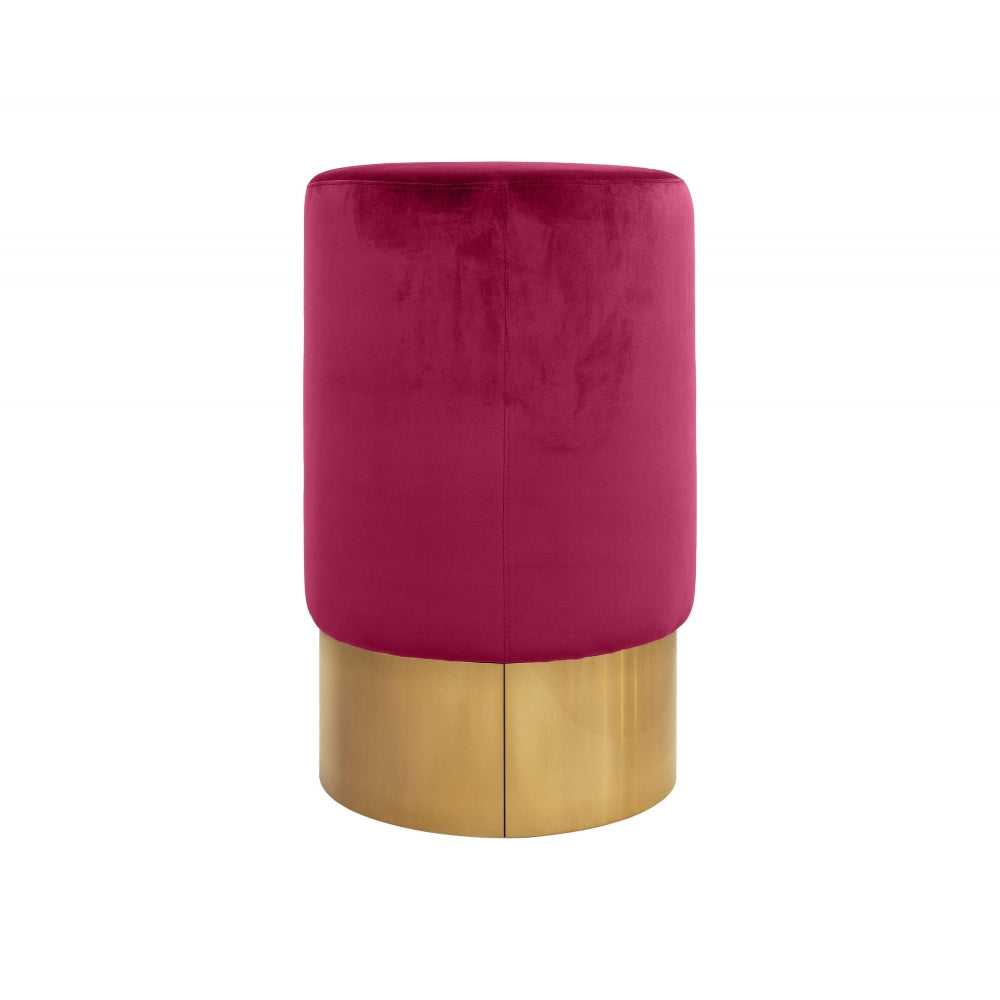 Lissia Bar Stool in Gold Metal and Raspberry Velvet