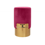 Lissia Bar Stool in Gold Metal and Raspberry Velvet