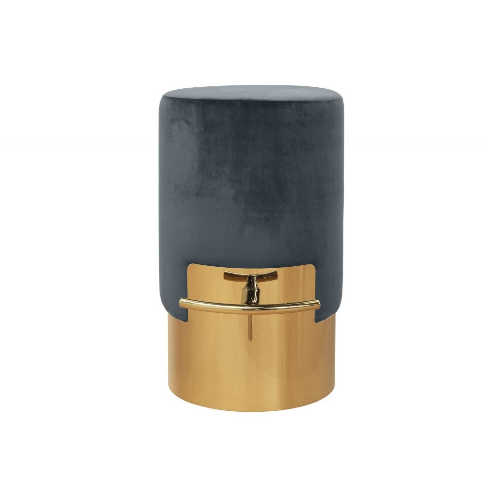 Lissia Bar Stool in Gold Metal and Warm Grey Velvet