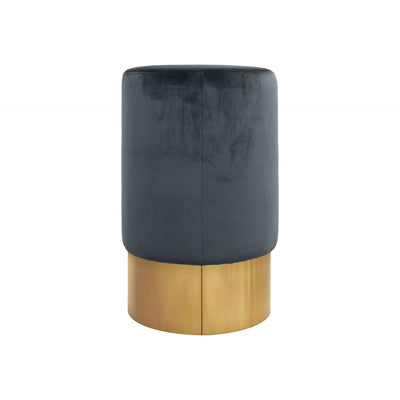 Lissia Bar Stool in Gold Metal and Warm Grey Velvet
