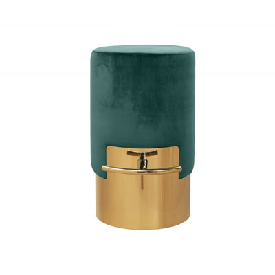 Lissia Bar Stool in Gold Metal and Willow Green Velvet