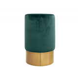 Lissia Bar Stool in Gold Metal and Willow Green Velvet