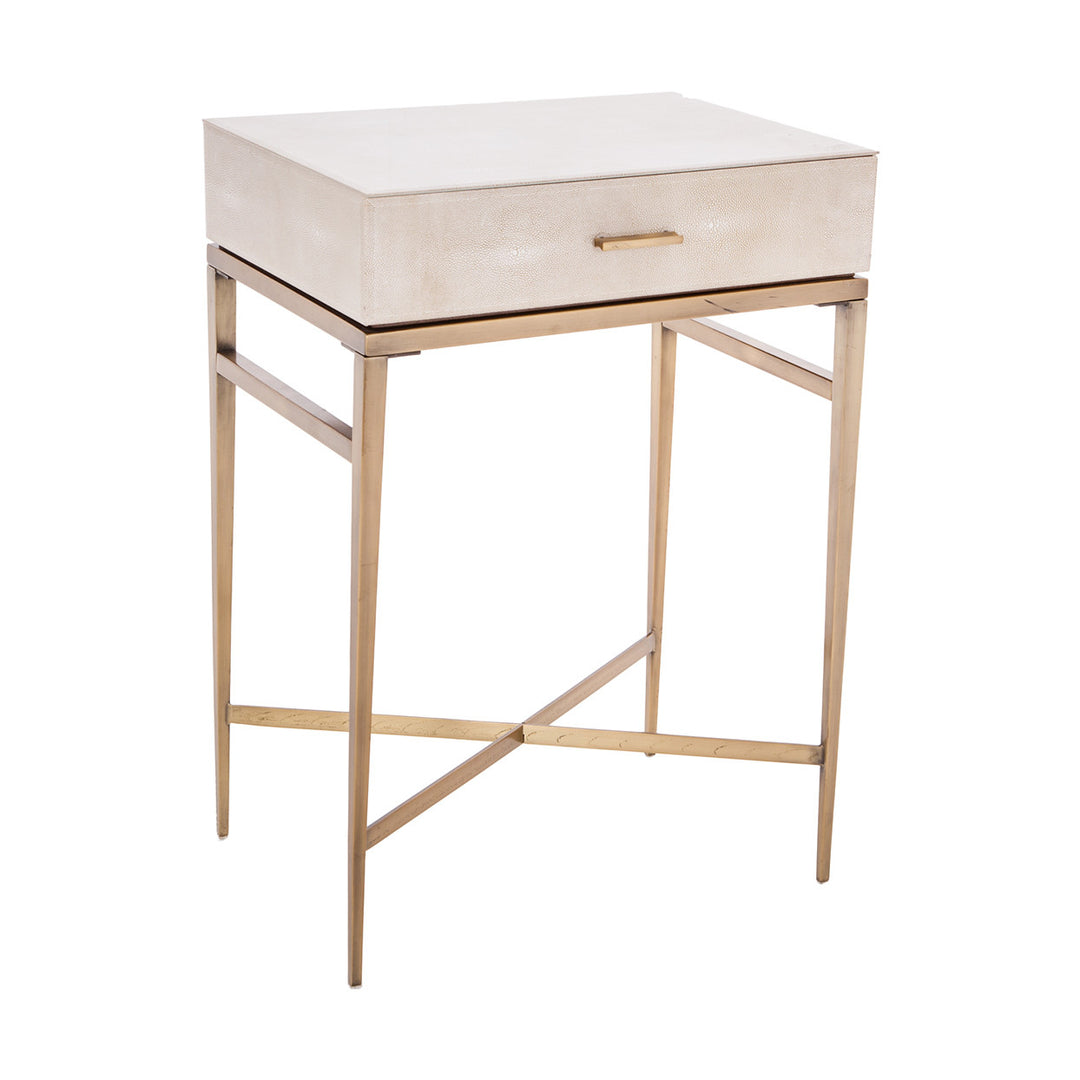 Lucile Taupe Shagreen & Gold Side Table