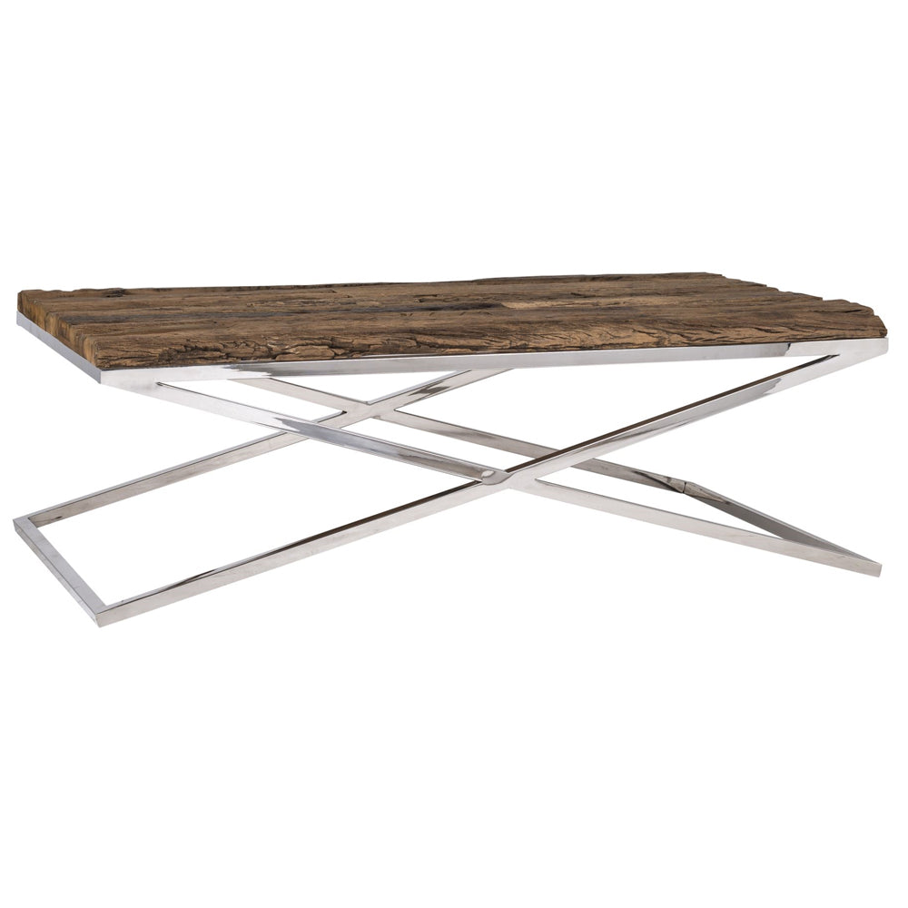 Richmond Interiors Kensington Coffee Table with Reclaimed Wood and Stainless Steel