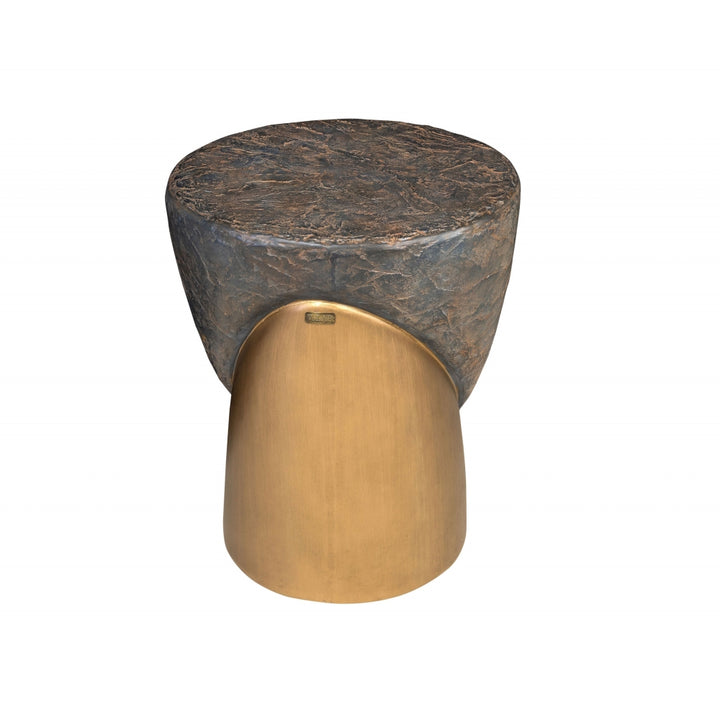 Mellin Stool in Brown Slate and Brushed Brass Effect
