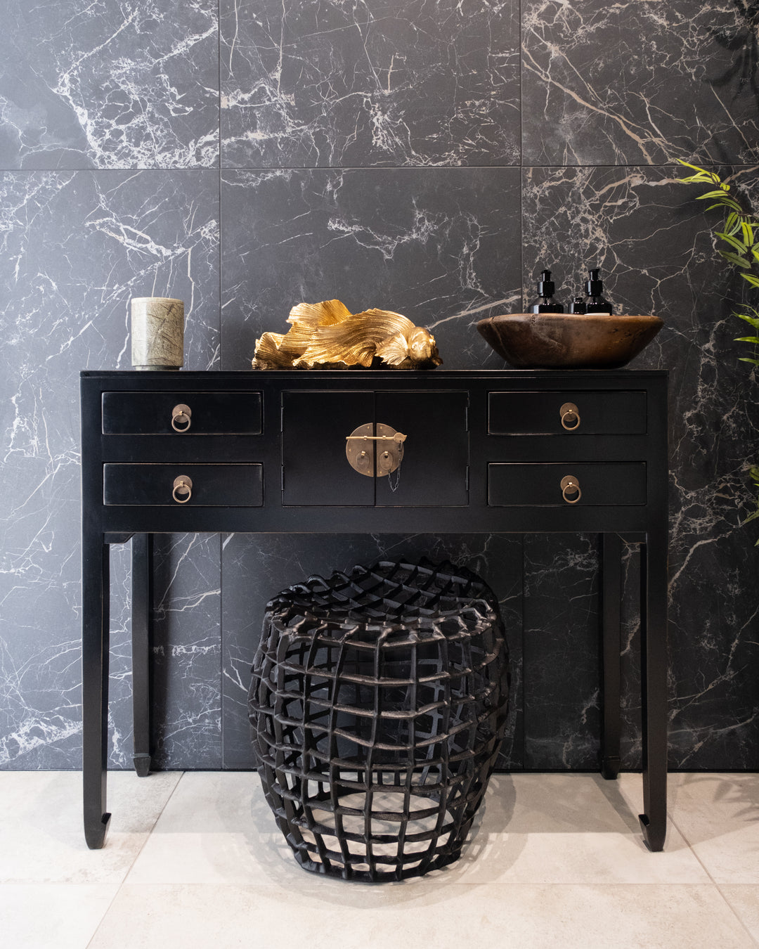 Ming Black Lacquered Console Table