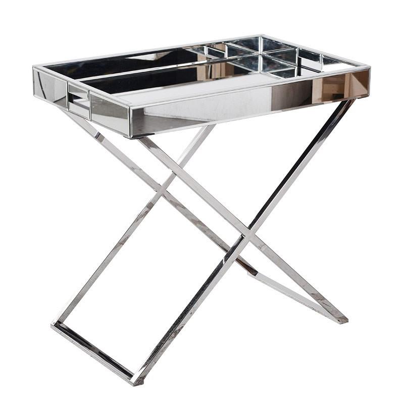Mirrored Chrome Tray Table