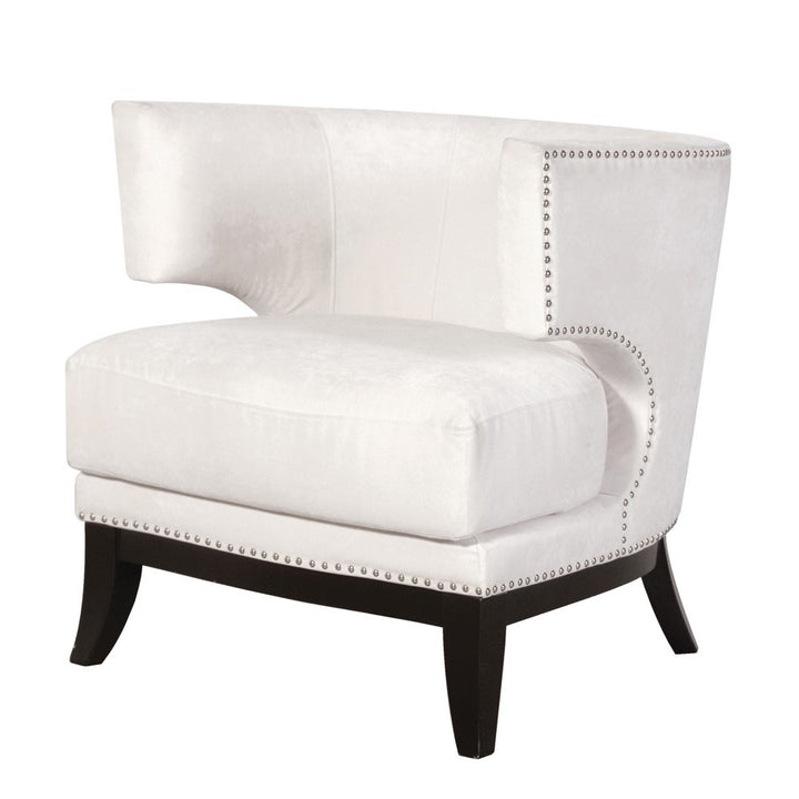 Modern Cream Velvet Studded Armchair