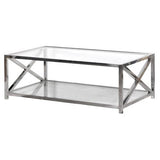 Boston Solid Stainless Steel & Glass Criss Cross Coffee Table