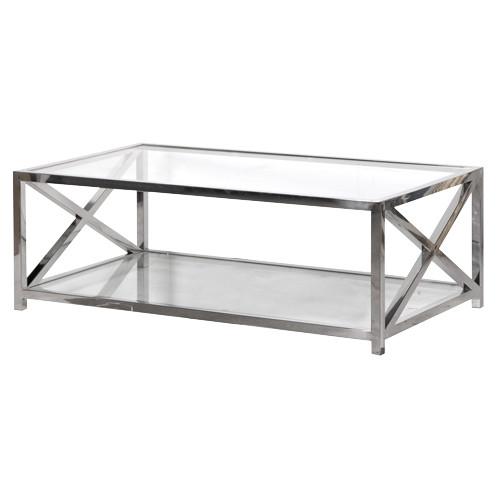 Boston Solid Stainless Steel & Glass Criss Cross Coffee Table