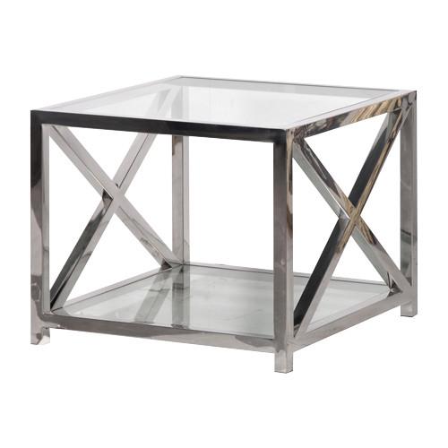Boston Solid Stainless Steel & Glass Criss Cross Side Table