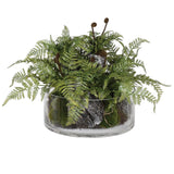 Moorside Faux Fern Ornament in Glass Bowl