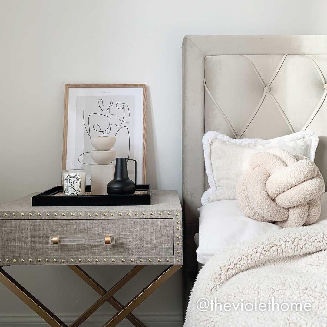 Orla Fabric & Studded Bedside Table
