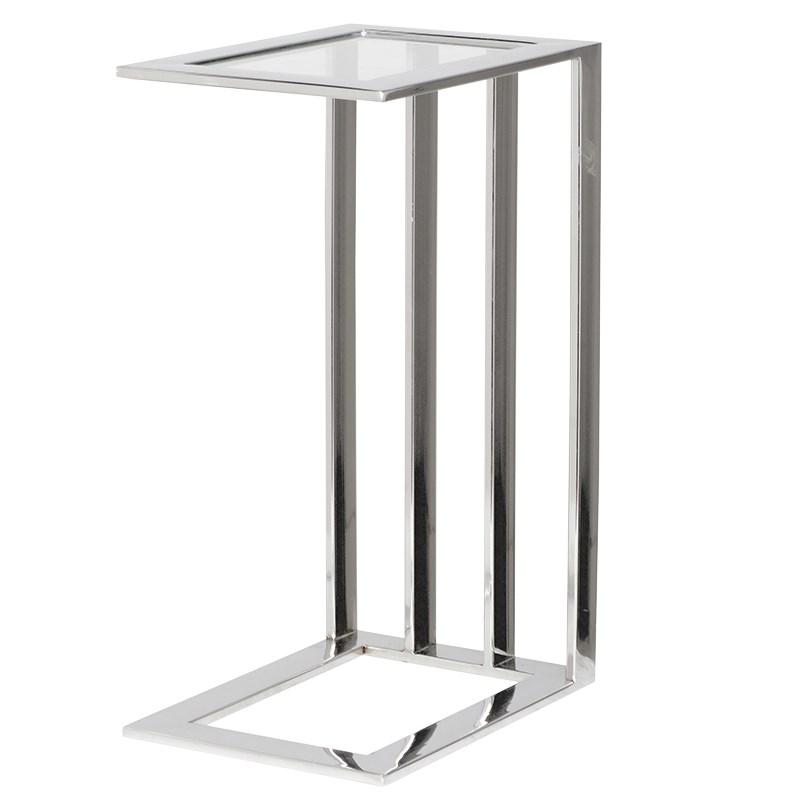Oslo Slim Glass & Steel Side Table