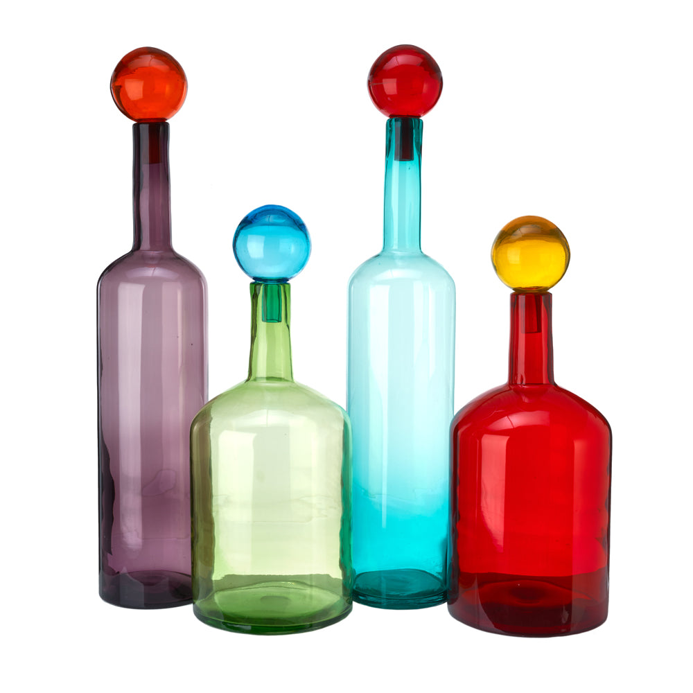 Pols Potten Bubbles and Bottles Chic Mix in Coloured Glass – Set of 4 – Extra Large