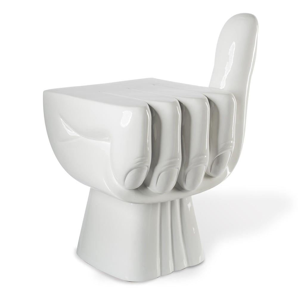 Pols Potten Fist Chair in White Lacquered Polyester