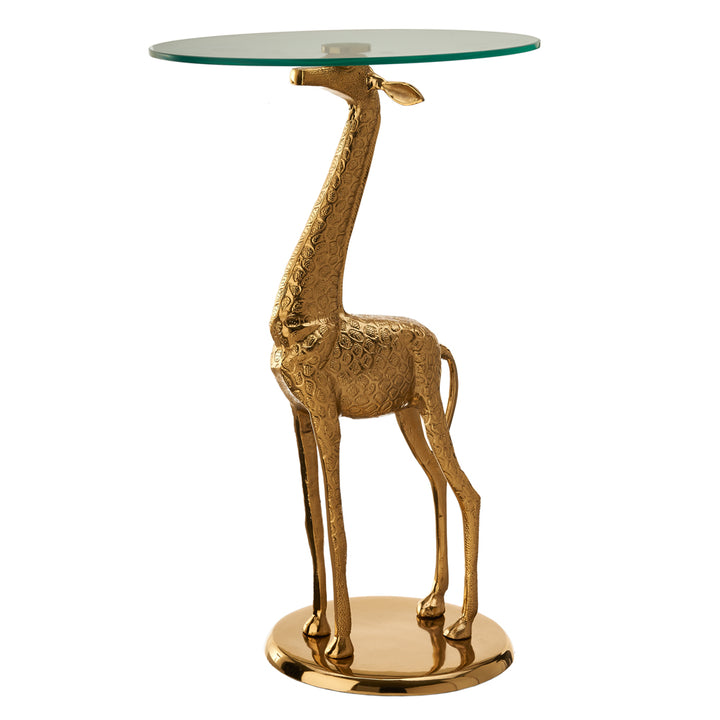 Pols Potten Giraffe Side Table with Gold Plated Aluminium and Glass