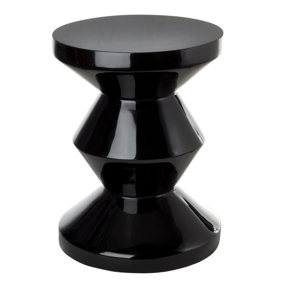 Pols Potten Migg Zig Zag Stool in Black Lacquered Polyester