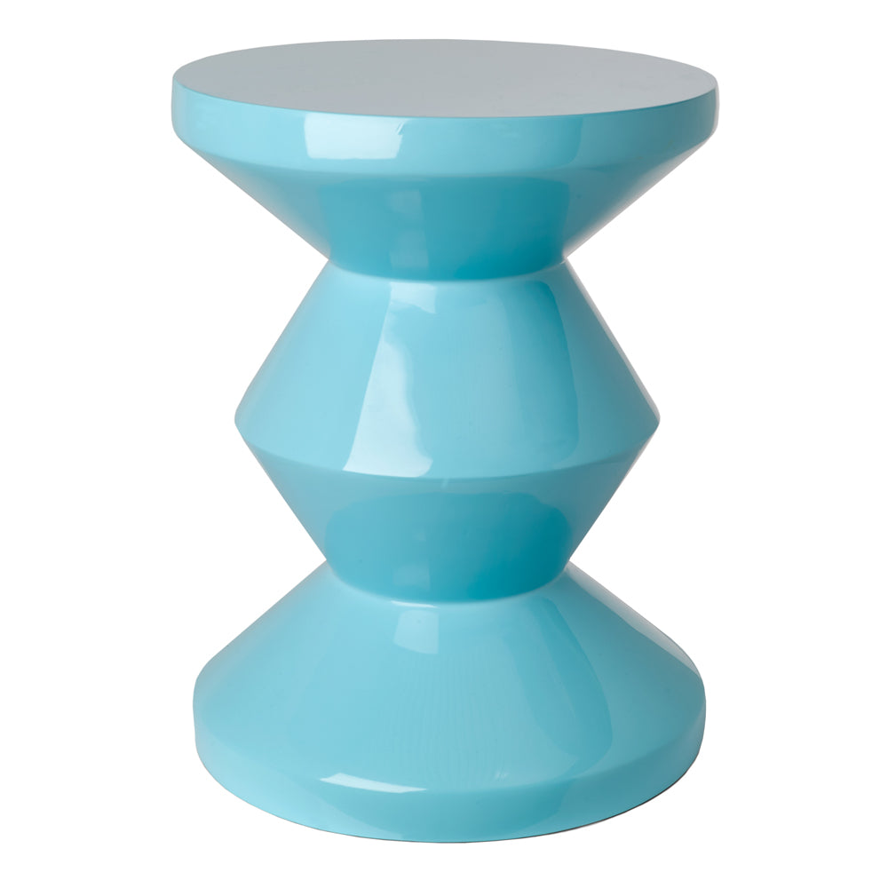Pols Potten Migg Zig Zag Stool in Light Blue Lacquered Polyester