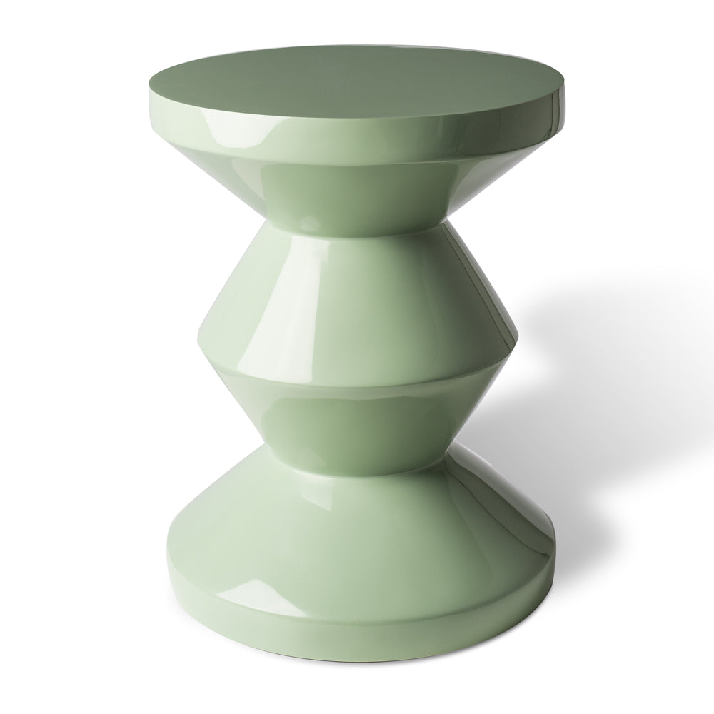 Pols Potten Migg Zig Zag Stool in Olive Green Lacquered Polyester