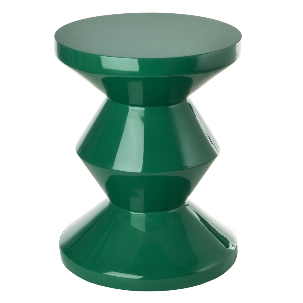 Pols Potten Migg Zig Zag Stool in Emerald Green Lacquered Polyester