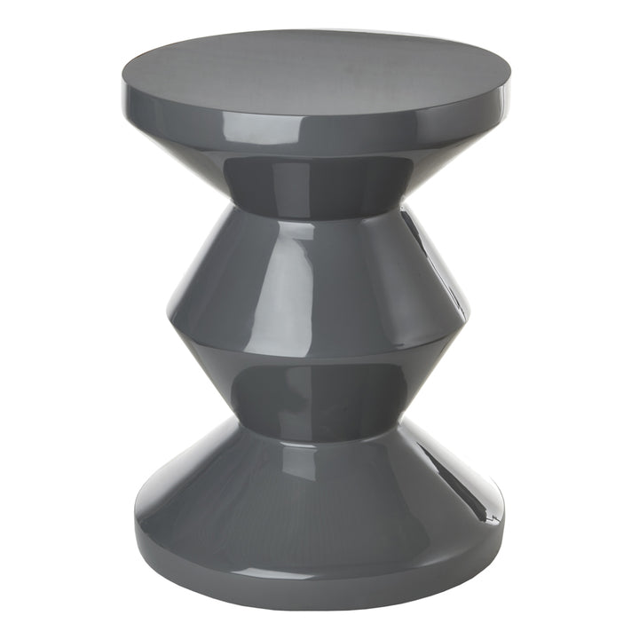 Pols Potten Migg Zig Zag Stool in Concrete Grey Lacquered Polyester