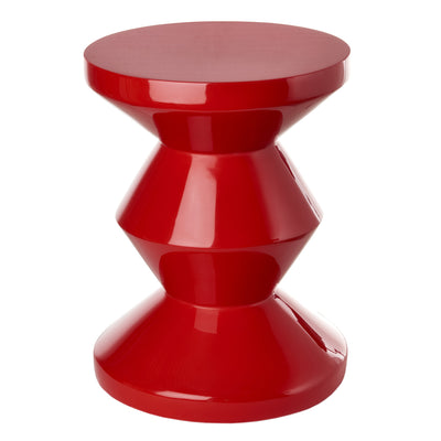 Pols Potten Migg Zig Zag Stool in Red Lacquered Polyester