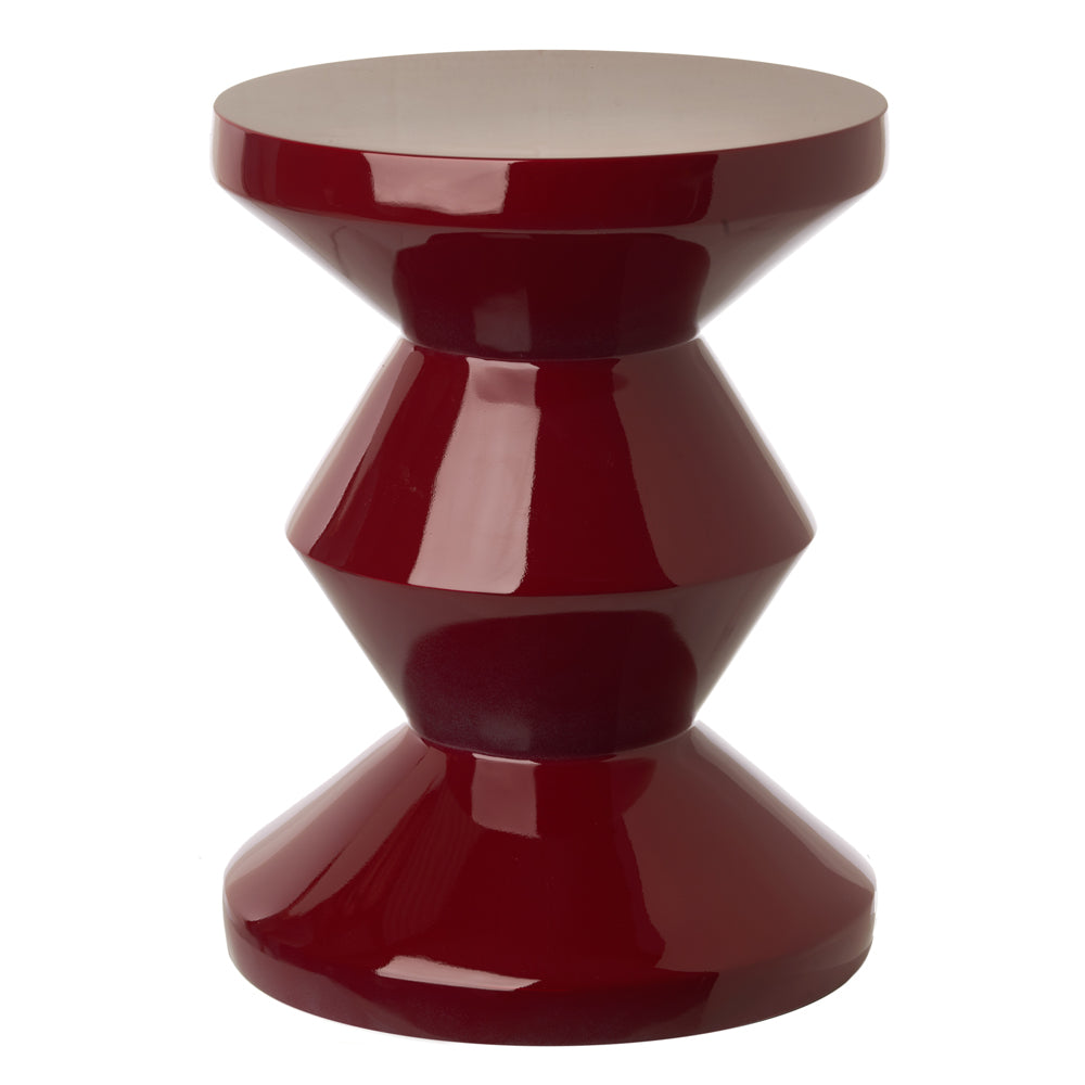 Pols Potten Migg Zig Zag Stool in Ruby Red Lacquered Polyester