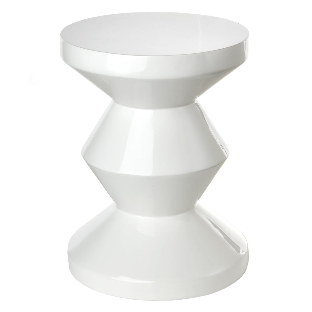 Pols Potten Migg Zig Zag Stool in White Lacquered Polyester