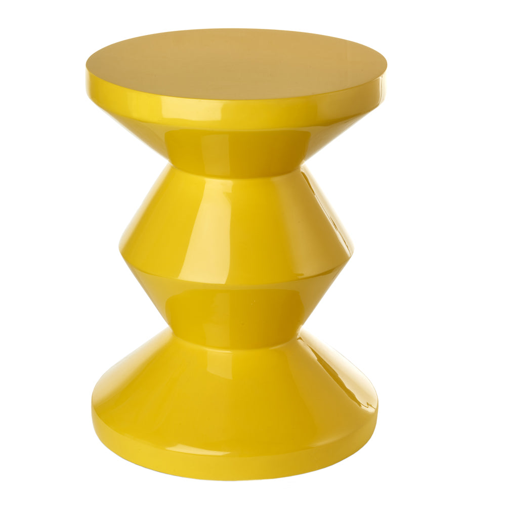 Pols Potten Migg Zig Zag Stool in Yellow Lacquered Polyester