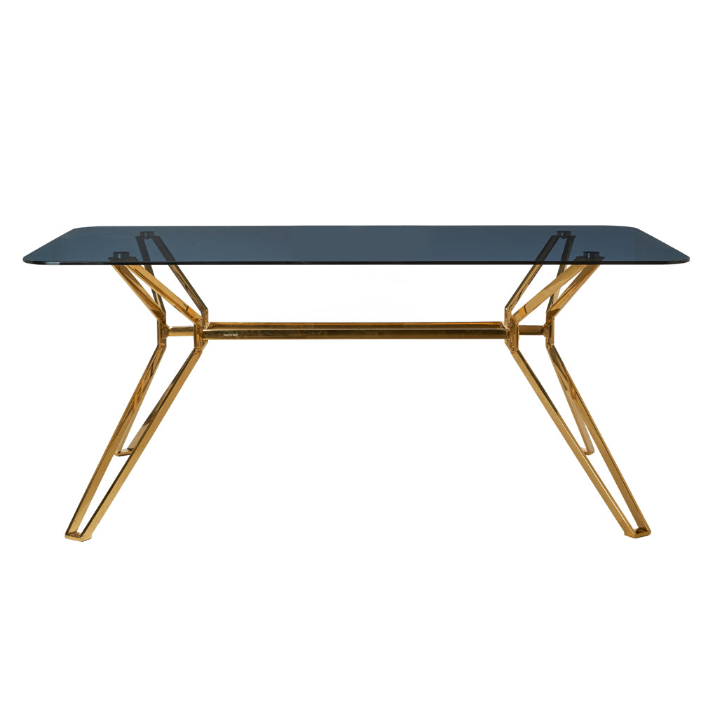 Pols Potten Rectangular Table with Gold Stainless Steel and Smoked Glass