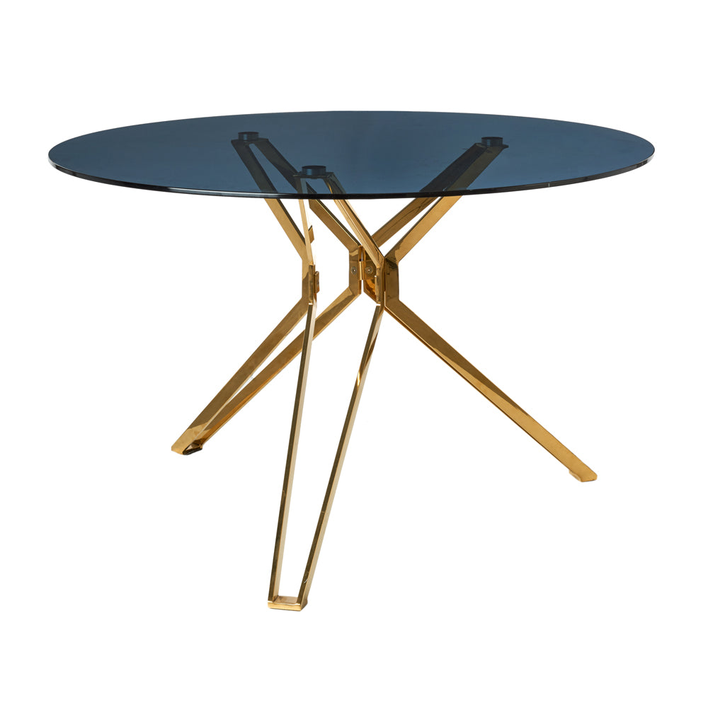 Pols Potten Table Round Gold Plated Stainless Steel and Smoked Glass