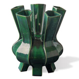 Pols Potten Puyi Vase in Dark Green Ceramic